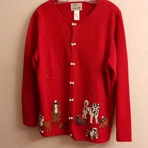 NEW THE QUACKER FACTORY Dogs Novelty Winter 90's Size M Red Color B42